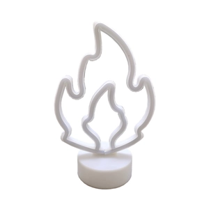 LED flame neon light with round white base for stylish desktop Christmas decoration