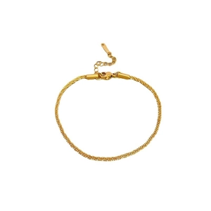 Minimalist gold titanium steel link chain bracelet with lobster clasp and extension