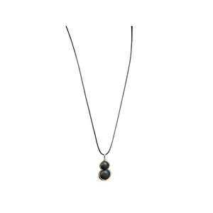 New Chinese style leather gourd pendant necklace with vintage black cord and metal trim