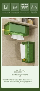 Close-up of luxury emerald green tissue box with diamond texture and gold accents