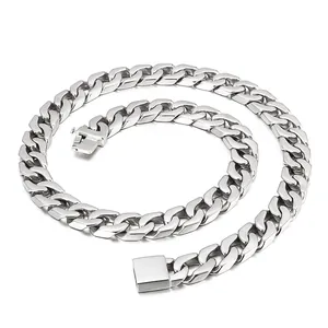 Collana A Catena Cubana Grossa In Acciaio Inossidabile Catena Piatta Pesante Con Chiusura A Scatola Gioielli Hip Hop Uomo