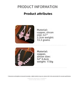 Spécifications du coffret bijoux avec pendentif cœur en zircon rose et boucles d'oreilles