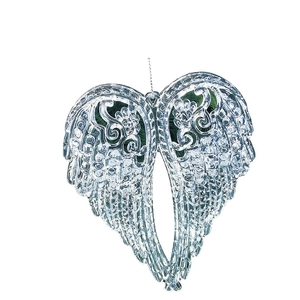 Elegant crystal angel wings ornament for Christmas tree with silver hanging cord