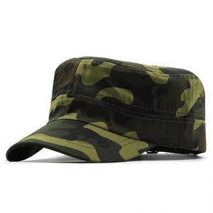 Side view of jungle camouflage patrol cap showing durable canvas fabric and stitching