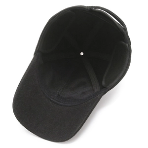 Winter wool baseball cap for men featuring internal ear flaps and warm black lining