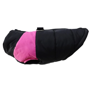 Detail of waterproof dog vest with back zipper and durable metal D-rings for leash attachment