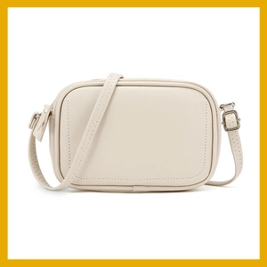 Minimalist PU Leather Camera Bag For Women Solid Color Crossbody Shoulder Bag With Zigzag Stitching Adjustable Strap