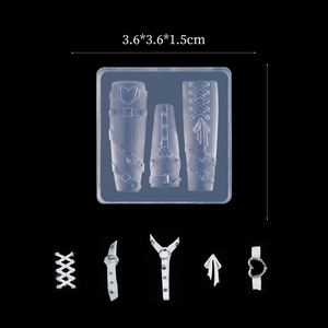 Macro view of silicone nail art mold featuring bowknot and heart-shaped lock patterns