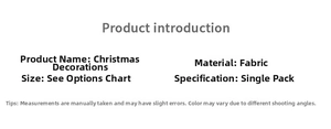 Detailed fabric specification table for Christmas reindeer figurine ornaments