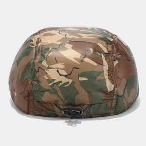 Japanese retro camouflage down cap with adjustable drawstring for outdoor warmth