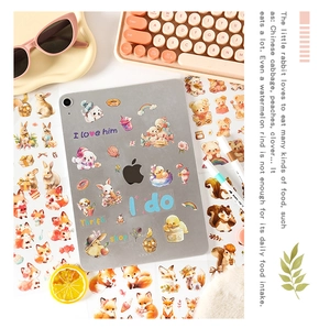 Detail of waterproof cartoon animal stickers for tablet and journal decoration