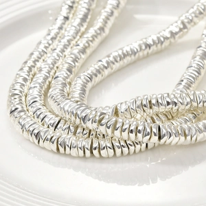 Silver 6x1mm faceted hematite spacers beads for handmade DIY bracelets and necklaces