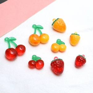 Cute Fruit Resin Charms Strawberry Cherry Shapes For DIY Earring Jewelry Making Handmade Accessories Sweet Korean Style