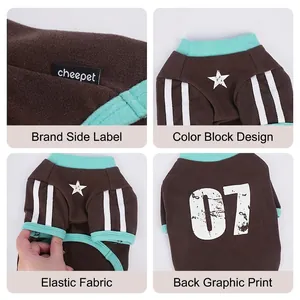 Vintage style pet dog sweater with retro letter print and contrast ribbing detail