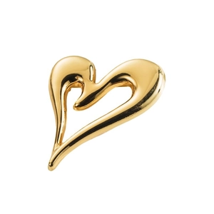 Elegant gold heart brooch with a polished metallic finish for suits and fashion accessories
