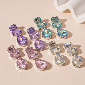 Orecchini Pendenti Geometrici A Goccia D'acqua Con Strass Gioielli In Rame Con Perno In Argento 925 Sterling