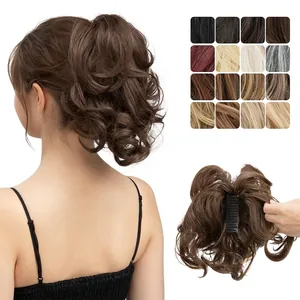 Short Curly Messy Bun Hair Extension With Claw Clip High Temperature Synthetic Fiber Ponytail For Women Natural Looking