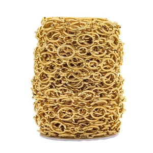 Bulk gold stainless steel cable chain on spool for DIY jewelry making and bags