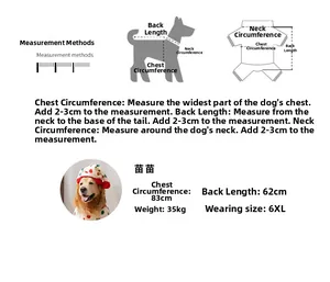 Sizing chart and measurement guide for large dog polka dot fleece winter pet clothes