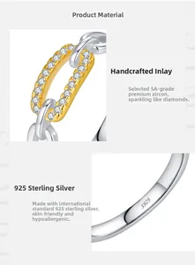 Gros plan sur la bague en argent 925 avec zircons sertis main et poinçon S925 authentique