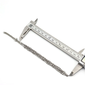 Detailed measurement of silver stainless steel woven mesh pendant with slider buckle