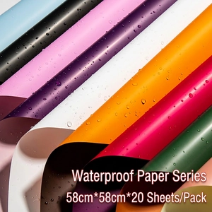 Waterproof two-tone flower wrapping paper 58x58cm 20 sheets pack in assorted colors