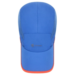 Atmungsaktive Outdoor-Sonnenschutzkappe mit Netzeinsätzen in Blau und Orange