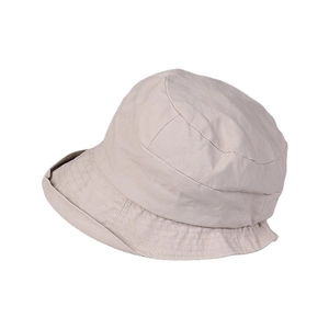 Lightweight breathable washed cotton bucket hat for women in beige with stitched brim