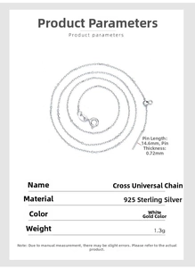 Detailed specs of s925 silver cross chain with needle length 14.6mm and weight 1.3g