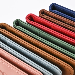 Detailed macro view showing the fine stitching and diverse colors of the RFID PU passport covers