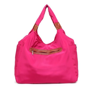 Grand sac cabas bandoulière pour femme en nylon grande capacité style été léger rose mode