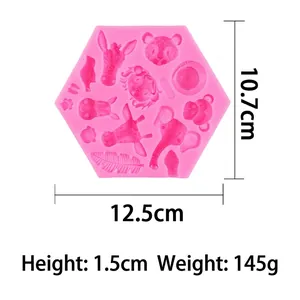 Pink safari animal silicone mold with giraffe and elephant shapes for creative baking