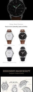 Detail of Yazole quartz men's watch with Roman numeral dial and leather strap