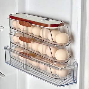 3-tier clear plastic egg storage box for refrigerator with 30-egg capacity