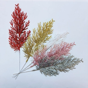 Glitter artificial pine needles in multiple colors for Christmas tree decoration
