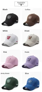 Collection of eight colored cotton baseball caps with 3D W letter embroidery detail