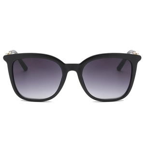 Retro oversized hollow metal sunglasses with black frames and grey gradient lenses