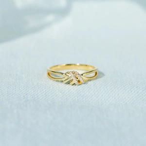 Bague Nouée en Argent Sterling S925 pour Femme Avec Zirconia Bijoux Minimalistes Plaqués Or pour Index