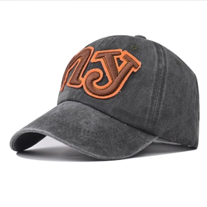 Vintage washed dark grey NY embroidered baseball cap with distressed canvas finish