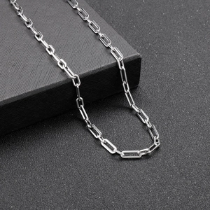 Geometric Square Buckle Paperclip Link Chain Necklace Stainless Steel Hip Hop Fashion Jewelry For Men And Women