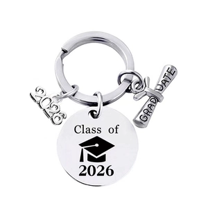 Graduation Keychain Stainless Steel Class Of 2026 Engraved Charms Senior Year Souvenir Gift For Student