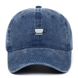 Casquette baseball bleu marine en coton délavé avec broderie de tasse de café de qualité