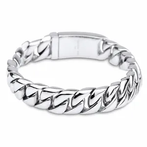 Klassisches 12mm breites Edelstahl-Panzerarmband für Herren mit robustem Sicherheitsverschluss