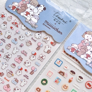 Nail Art Stickers Ultra Thin Embossed Cartoon Dog Bear Dessert Pattern Kawaii Manicure Decals For DIY Decoration