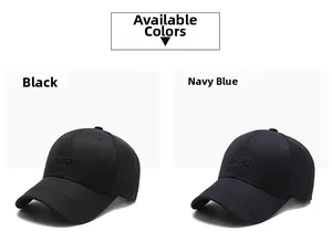 Dettaglio di cappelli da baseball in nero e blu navy con ricamo SPORT maschile