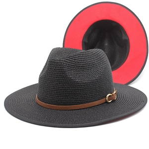 Straw Fedora Hat Panama Style Wide Brim Sun Protection Breathable Beach Vacation With Leather Band For Men Women