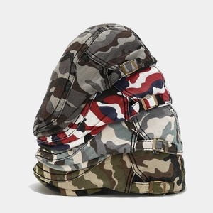 Men's outdoor washed camouflage ivy caps in various colors with adjustable side buckles