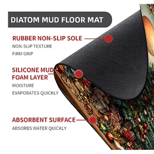 Three-layer Christmas diatom mud mat with non-slip rubber base and absorbent surface