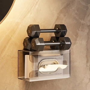Wall-mounted tissue storage box in dark acrylic with high load-bearing capacity