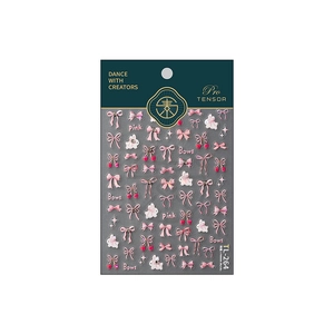 3D relief nail art stickers featuring pink bows, white rabbits, and cherry designs